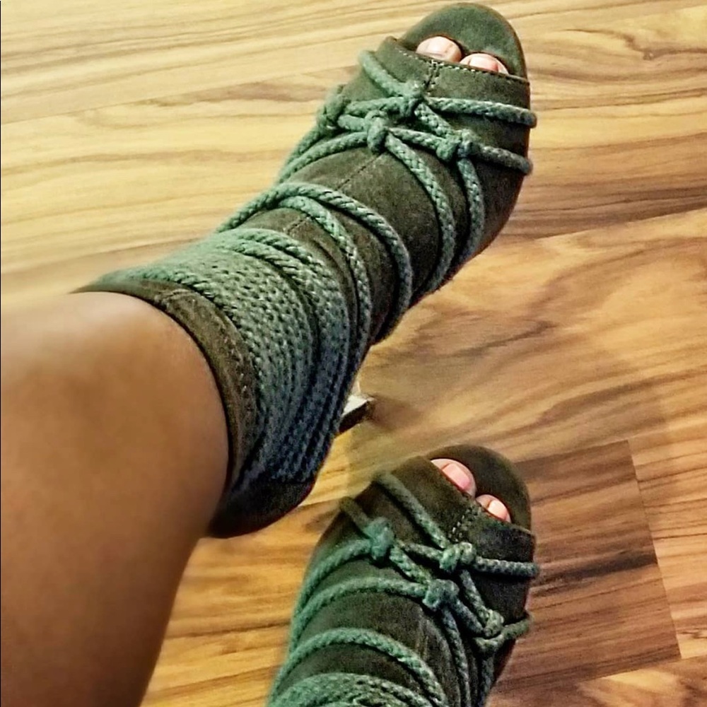 Suede booties.
